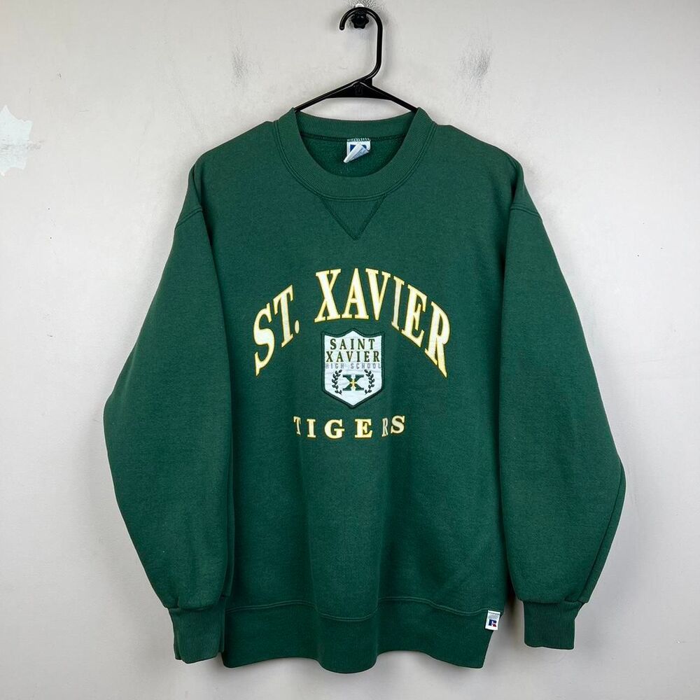 Vintage 90s Green St. Xavier Russell Athletic University Tigers Size XL